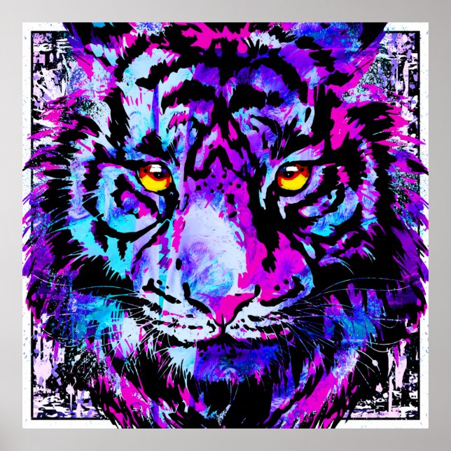 Blue Tiger Poster - Tiger Head Printwerbung (Vorne)