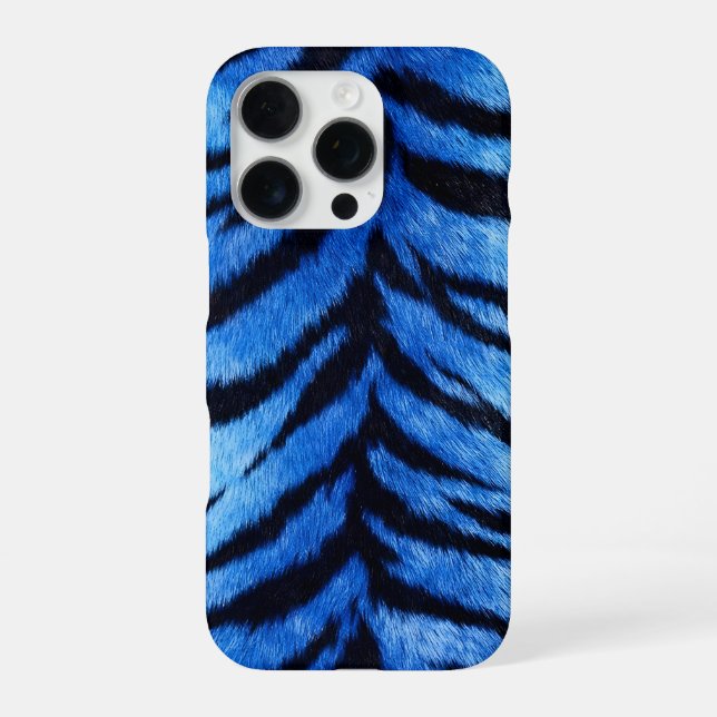 blue tiger skin texture iPhone 16 pro hülle (Rückseite)