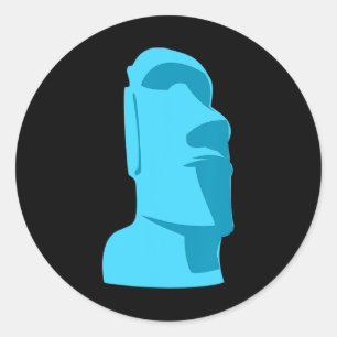 Blue Tiki Moai Osterinsel Hawaiian Luau Geschenk Runder Aufkleber