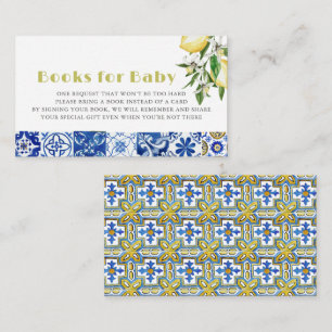 Blue Tile Citrus Lemon Babydusche Buchanfrage Begleitkarte