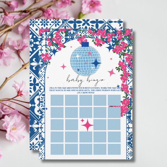 Blue Tile Disco baby shower bingo Carte de jeu (Créateur téléchargé)