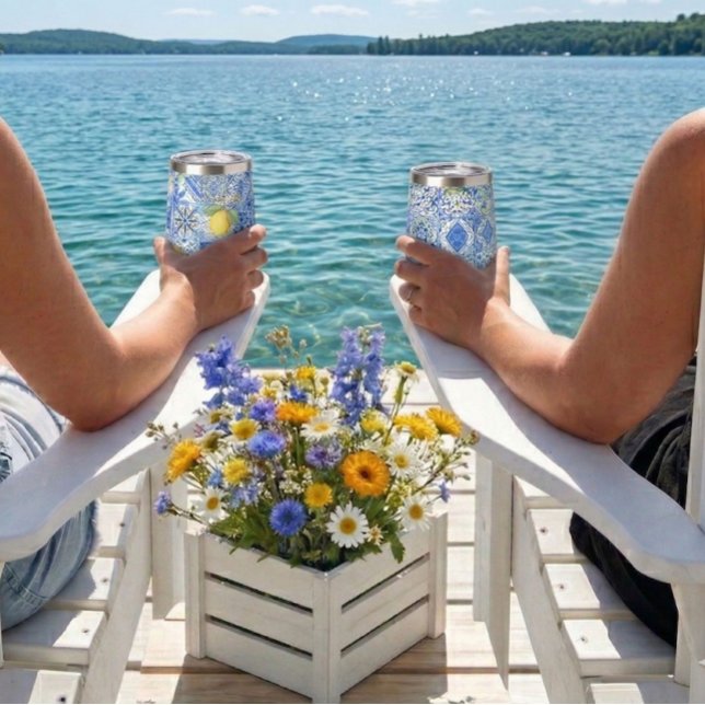 Blue Tile French Country Lemon Pattern Home Decor (Von Creator hochgeladen)