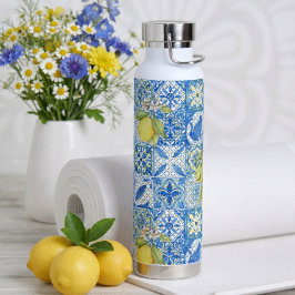 Blue Tile French Country Lemon Pattern Home Decor Trinkflasche