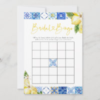 Blue Tile Lemon Brautparty Bingo Game Cards