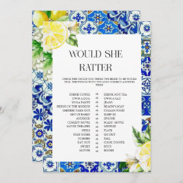 Blue Tile Lemon Bridal Shower game Einladung