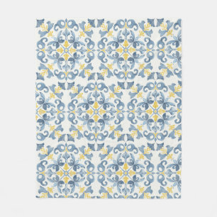 Blue Tile Lemon Fleecedecke