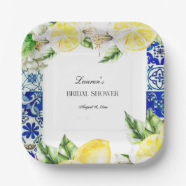 Blue Tile Lemon Italian Bridal Shower Pappteller