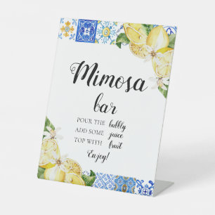 Blue Tile Lemon Italian Positano Mimosa Bar Sign Sockelschild