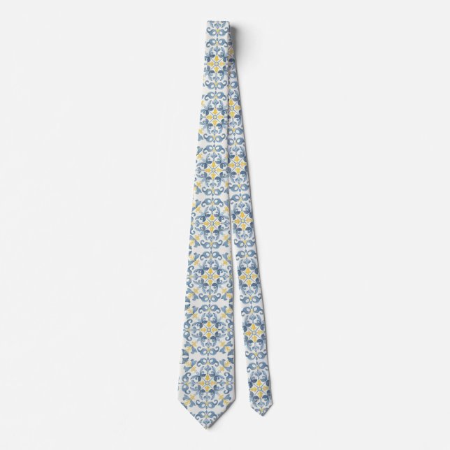 Blue Tile Lemon Krawatte (Vorderseite)