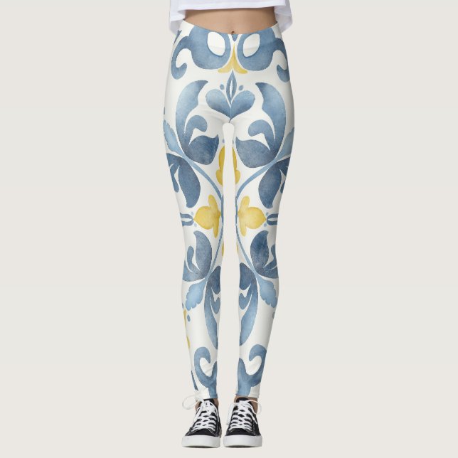 Blue Tile Lemon Leggings (Vorderseite)