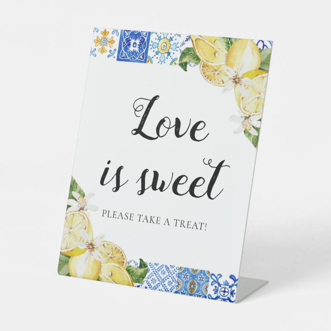 Blue Tile Lemons Liebe ist Sweet Leckerei Gunst Si Sockelschild (Vorderseite)