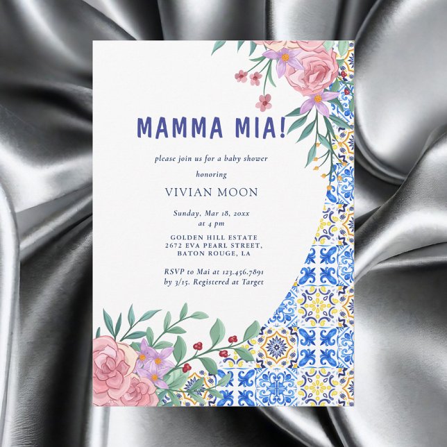 Blue Tile Mamma Mia Baby Dusche Einladung (Von Creator hochgeladen)