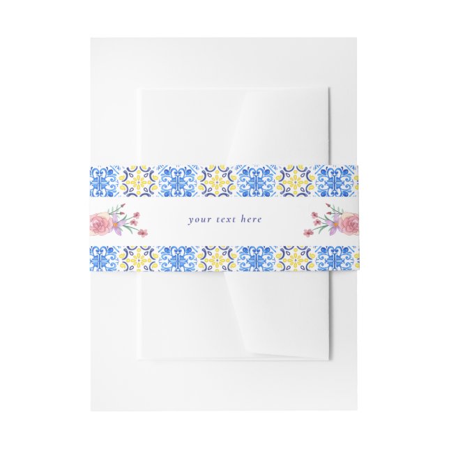Blue Tile Mamma Mia Baby Dusche Einladungsbanderole (Vorderseite Beispiel)