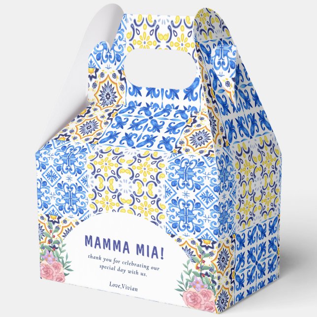 Blue Tile Mamma Mia Baby Dusche Geschenkschachtel (Vorderseite)