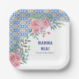 Blue Tile Mamma Mia Baby Dusche Pappteller