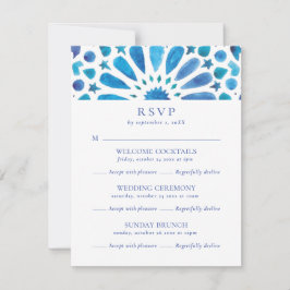 Blue Tile Multi-Event Hochzeit RSVP Karte