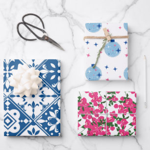 Blue Tile Santorini griechisch/spanisch Thema Geschenkpapier Set