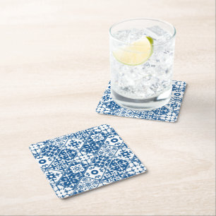 Blue Tile Santorini griechisch/spanisch Thema Rechteckiger Pappuntersetzer