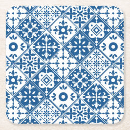 Blue Tile Santorini griechisch/spanisch Thema Rechteckiger Pappuntersetzer