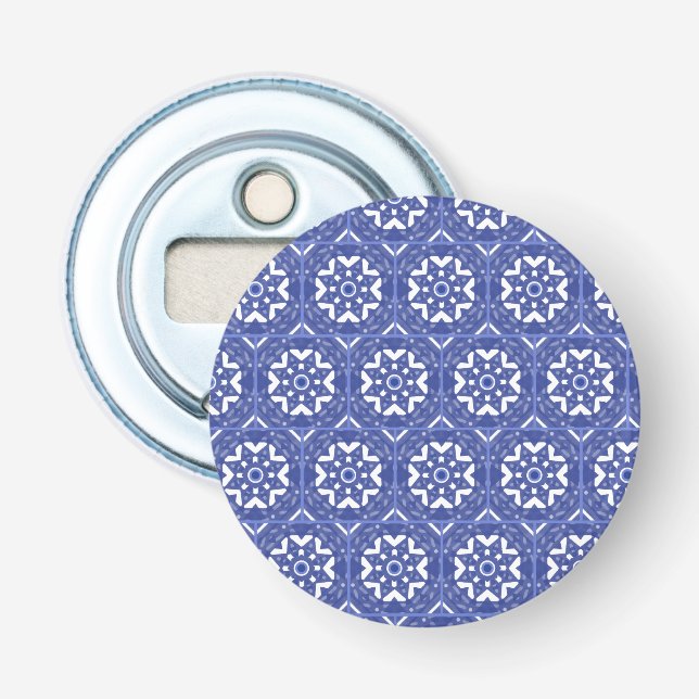 Blue Tile Wedding Favor Gift Bottle Opener Flaschenöffner (Vorderseite)