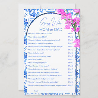 Blue Tiles Baby Shower Spiele errate wer Mom oder