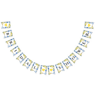 Blue Tiles Lemon Brautparty Bunting Flags Wimpelkette