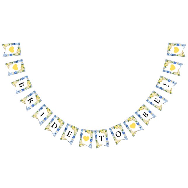 Blue Tiles Lemon Brie to Be Bunting Flags Wimpelkette (Alle)
