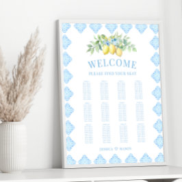 Blue Tiles Lemon Italian Wedding Seating Chart Poster