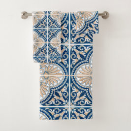 Blue tiles Mediterranean Badhandtuch Set