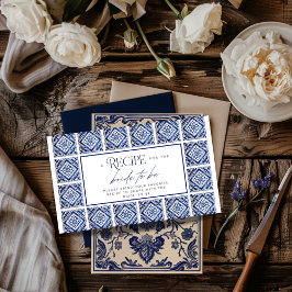Blue Tiles Recipe Card Mediterranes Brautparty Begleitkarte