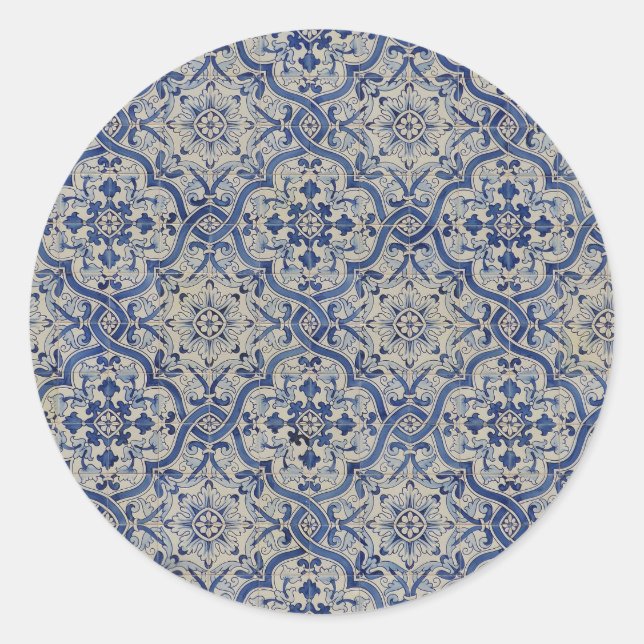 Blue Tiles Umschlag Aufkleber Stickers (Vorderseite)