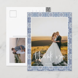 Blue tiles Vielen Dank | Hochzeitspostkarte Foto Postkarte