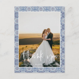 Blue tiles Vielen Dank | Hochzeitspostkarte Foto Postkarte