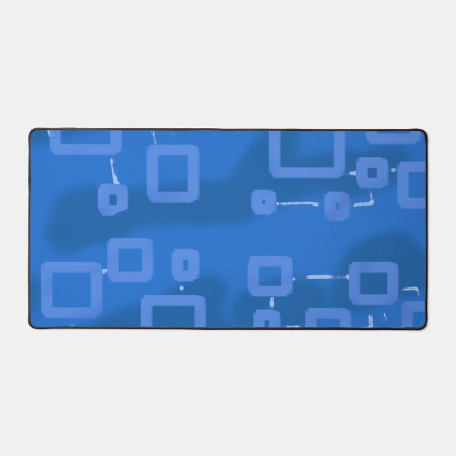 Blue Tint Geometric Squares Desk Mat Schreibtischunterlage (Vorderseite)