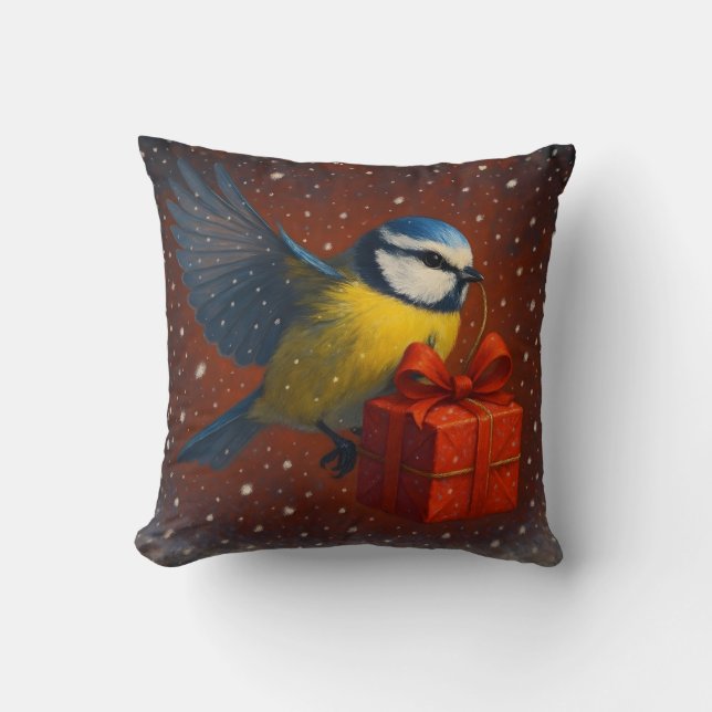 Blue Tit Bird - Holidays - Pillow Kissen (Vorderseite)