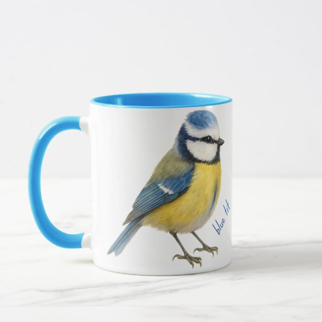 Blue Tit Bird Mug Nature Lover Gift Tasse (Links)