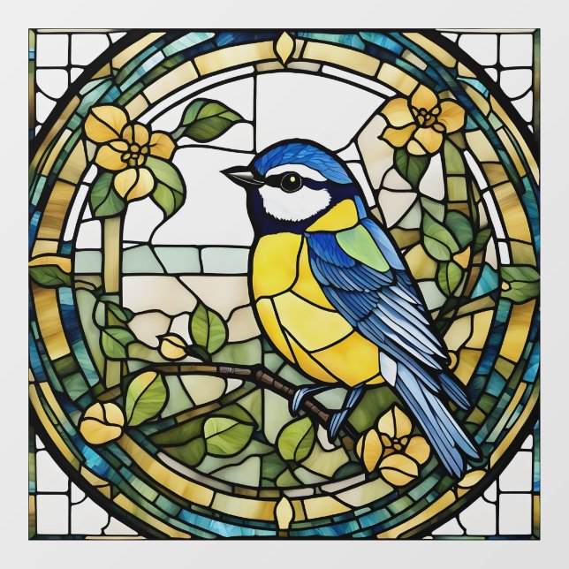 Blue Tit Imitate gesteinigt Glass Bluetit Bird Fensteraufkleber (Blatt)