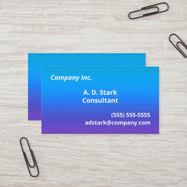 Blue to Lila Gradient Business Cards Visitenkarte (Vorderseite/Rückseite Beispiel)
