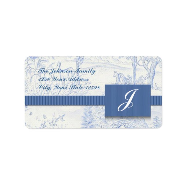 Blue Toile Address Labels Adressaufkleber (Vorne)