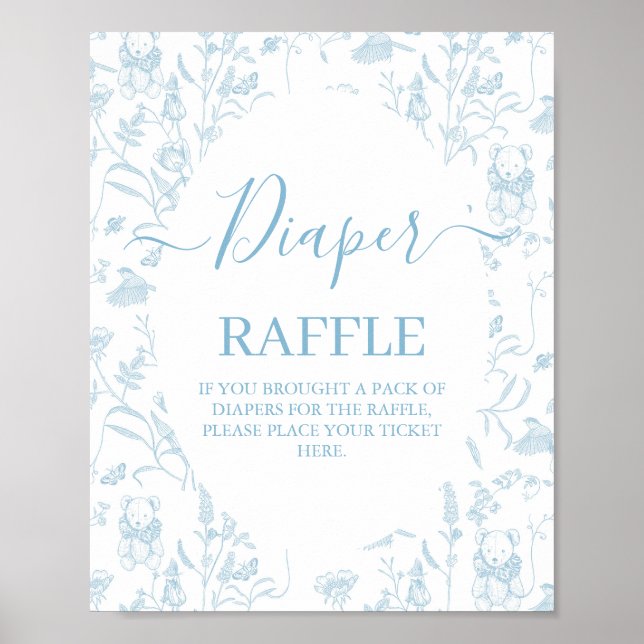 Blue Toile Bear Baby Shower Boy Poster (Vorne)