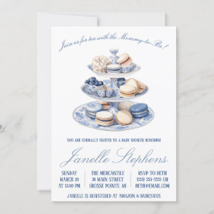 Blue Toile China, Viktorianisch Tee Party Babydusc Einladung