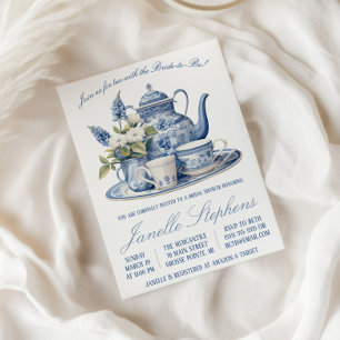 Blue Toile China Viktorianisch Tee Party Brautpart Einladung