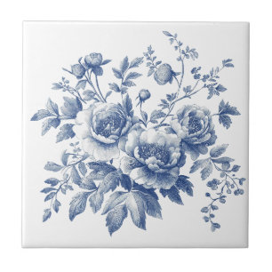 Blue Toile Chinoiserie Watercolor Fliese