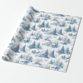 Blue Toile Christmas Pattern Geschenkpapier