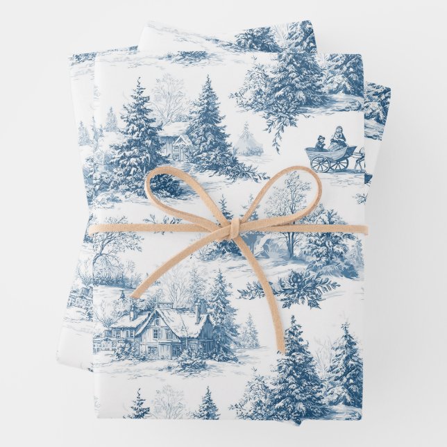 Blue Toile Christmas Pattern  Geschenkpapier Set (Beispiel)