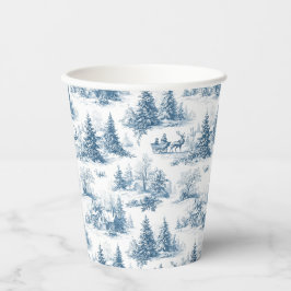 Blue Toile Christmas Pattern Pappbecher