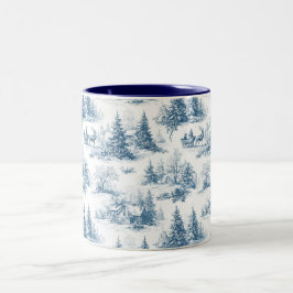 Blue Toile Christmas Pattern Zweifarbige Tasse