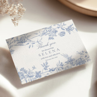 Blue Toile Dankeschön Card | Elegantes Brautparty Dankeskarte