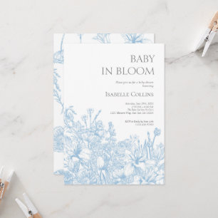 Blue Toile de Jouy Baby in Bloom Baby Showroom2 Einladung