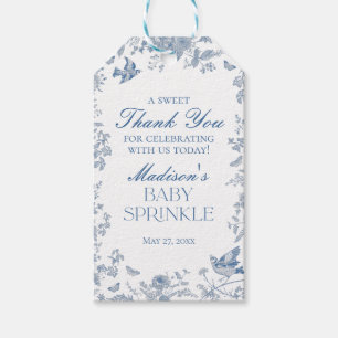 Blue Toile De Jouy Baby Sprinkle Favoriten Geschenkanhänger